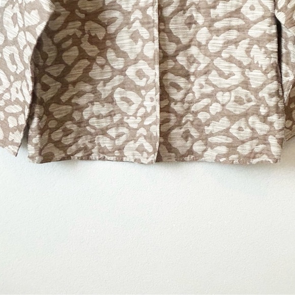 Lafayette 148 Cotton Zineb Tan Beige Animal Print Lightweight Topper Jacket Sz M - Picture 5 of 15
